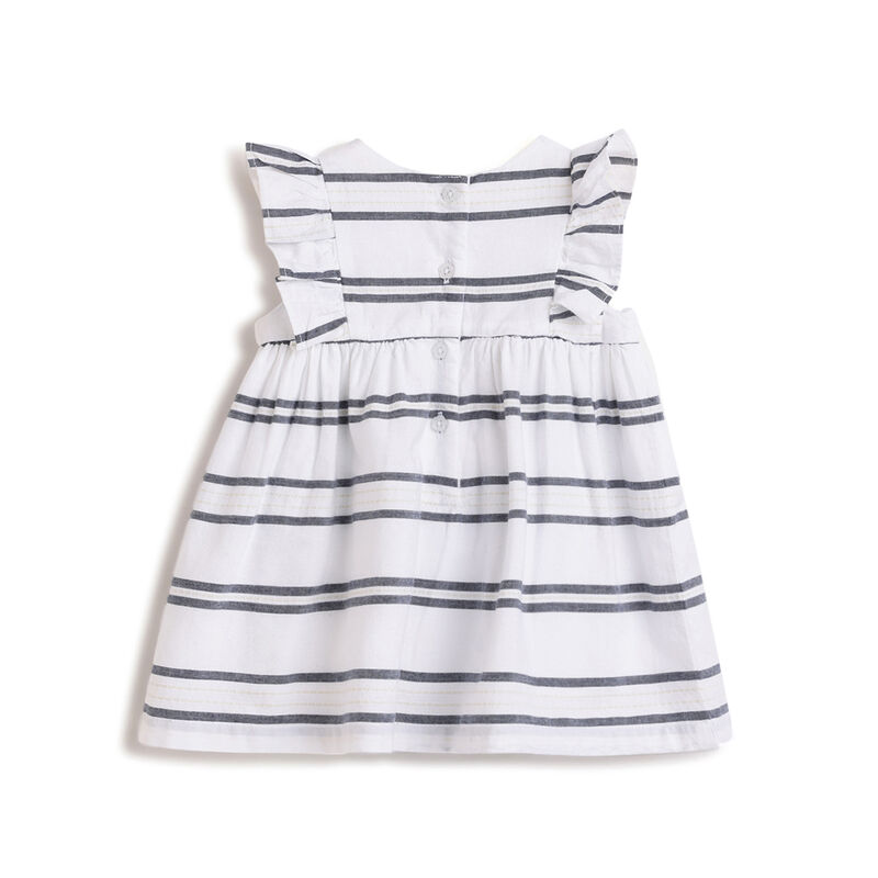 Girls White and Blue Embellished Short Sleeve Dress image number 1